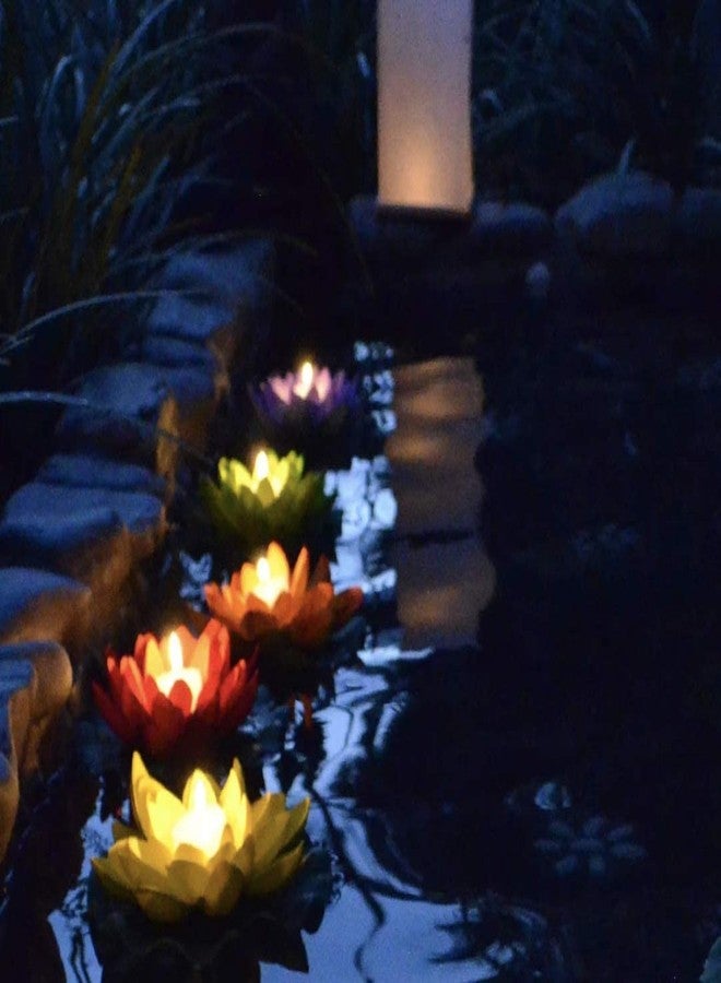 SHB Flower Floating Diya Set with Water Sensor| Multicolor |No Electricity Needed | Artificial but Natural Looking Flower with led Light, Best for New Year Gift Purpose(Pack of 6) - Image 5